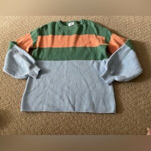 YLLW The Label Color Block Ribbed Sweater USA Sz Small Bin 311